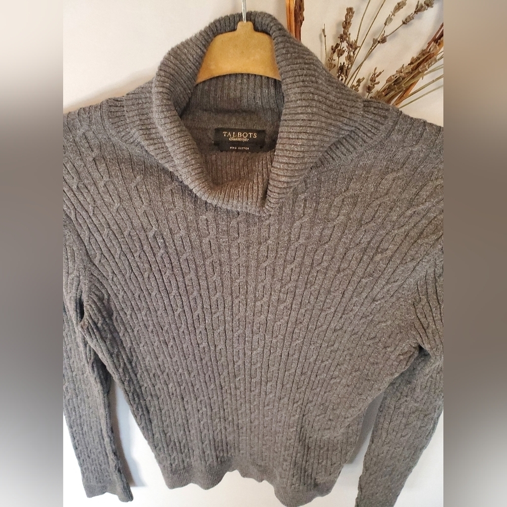 Talbots Grey Ribbed Turtleneck Sweater - Picture 7 of 10